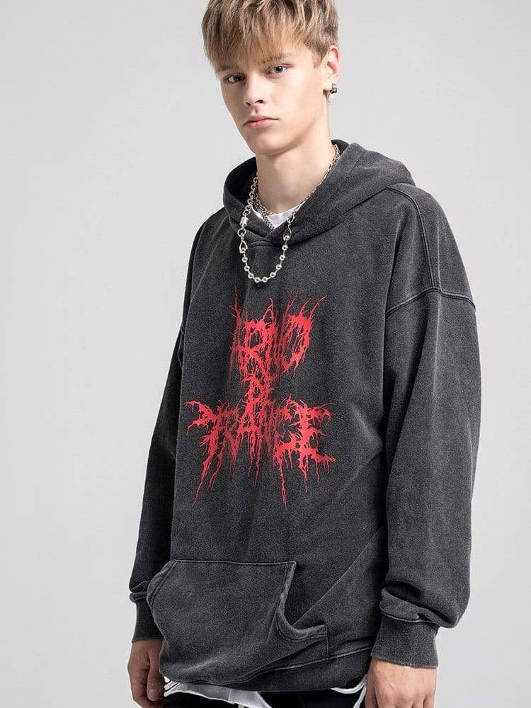 RED GOTH HOODIE OVERSIZE