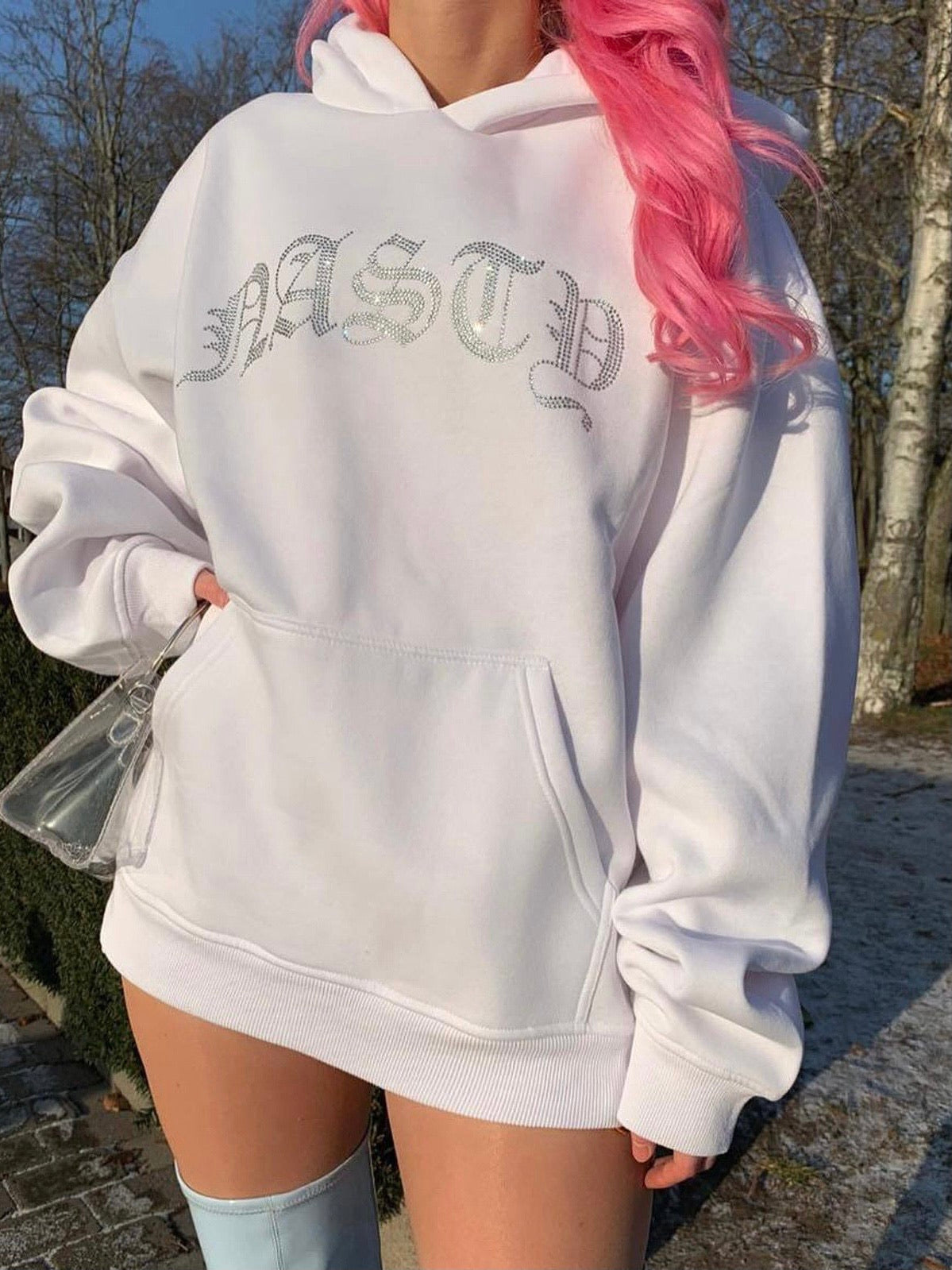 Rhinestone Hoodie oversize