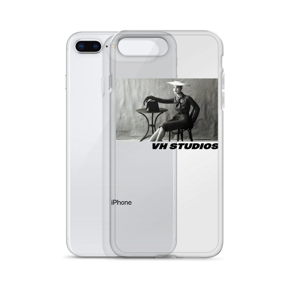 Transparent soft case vh studio with a picture in black and white of an elegant woman sat at a table for iPhone 7 Plus/8 Plus