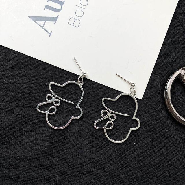 Silver Old Man Face earrings