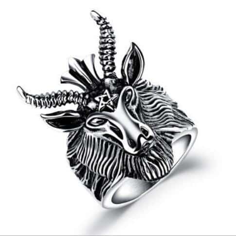 devil goat head ring