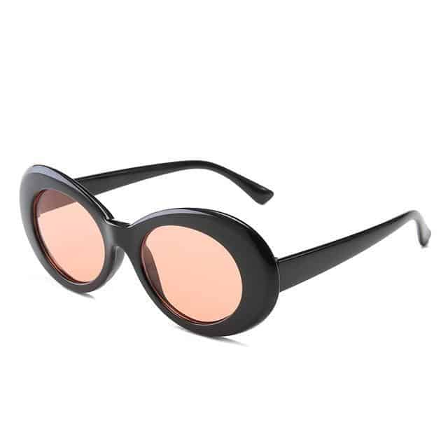 black frame and orange glass sunglasses